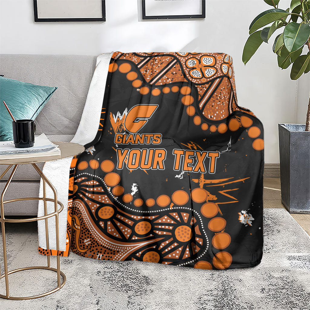 Personalized Greater Western Sydney Giants Blanket Aboriginal Pattern with Graffiti Style