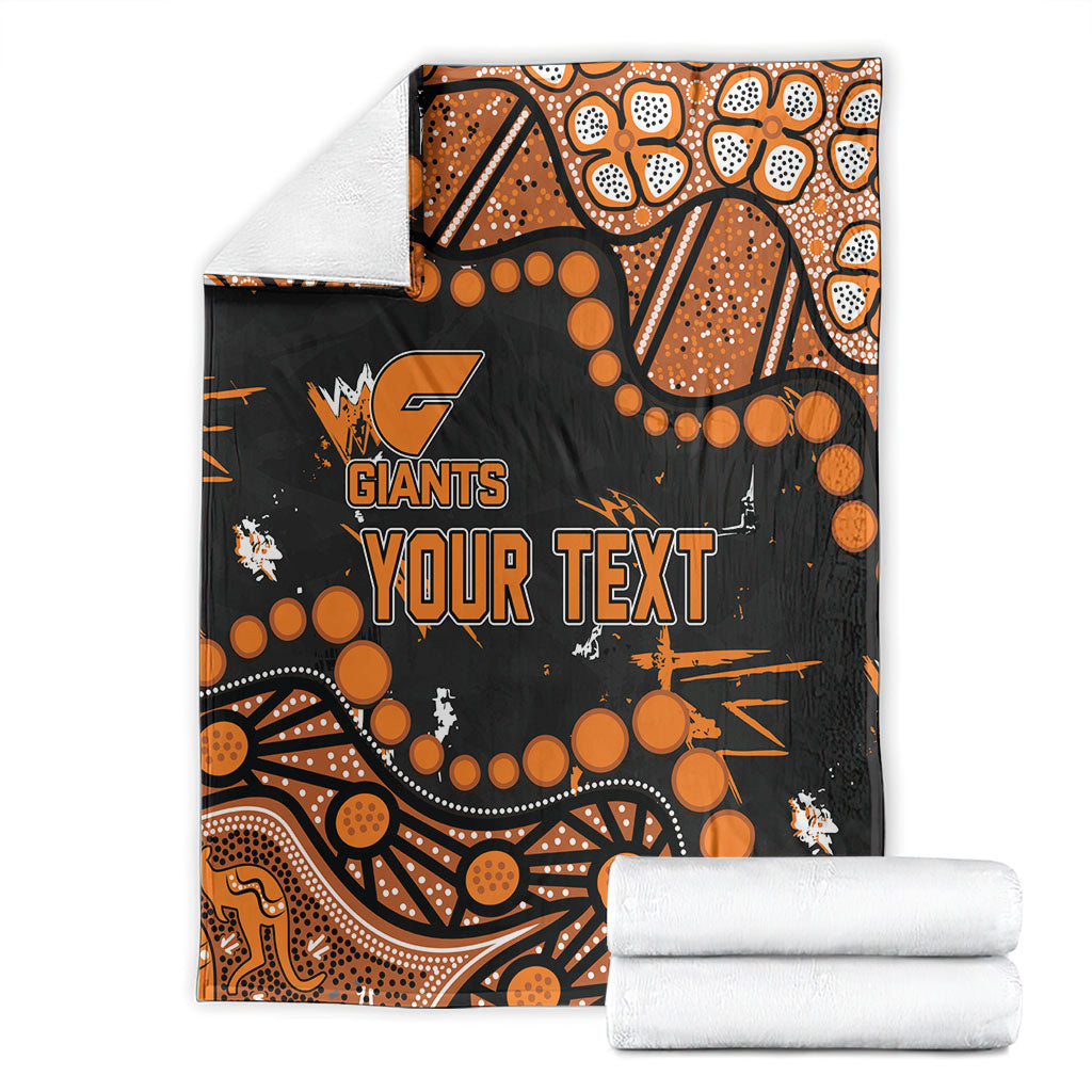 Personalized Greater Western Sydney Giants Blanket Aboriginal Pattern with Graffiti Style