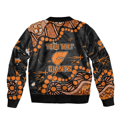 Personalized Greater Western Sydney Giants Bomber Jacket Aboriginal Pattern with Graffiti Style