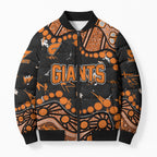 Personalized Greater Western Sydney Giants Bomber Puffer Jacket Aboriginal Pattern with Graffiti Style