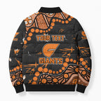 Personalized Greater Western Sydney Giants Bomber Puffer Jacket Aboriginal Pattern with Graffiti Style