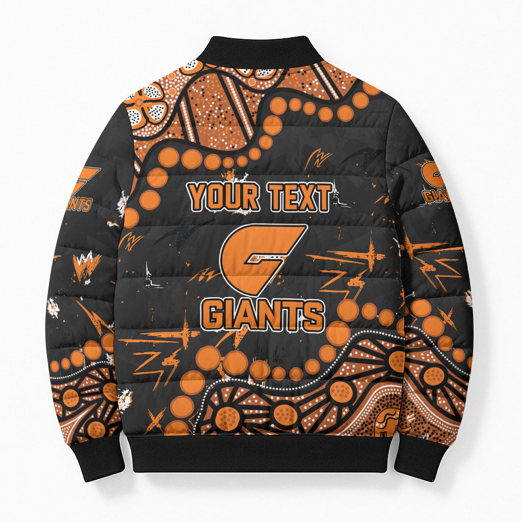 Personalized Greater Western Sydney Giants Bomber Puffer Jacket Aboriginal Pattern with Graffiti Style