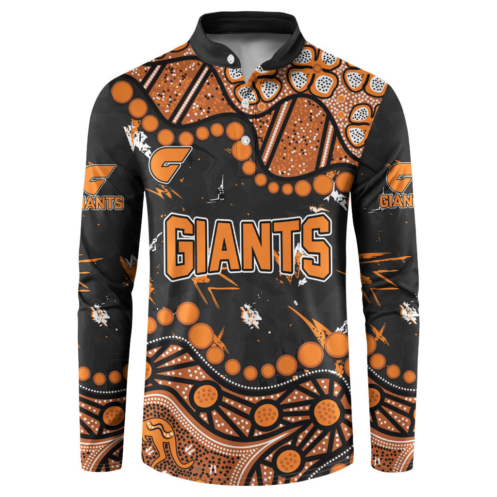 Personalized Greater Western Sydney Giants Button Sweatshirt Aboriginal Pattern with Graffiti Style