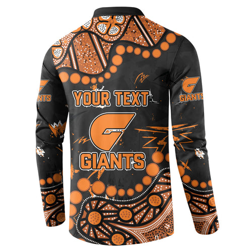 Personalized Greater Western Sydney Giants Button Sweatshirt Aboriginal Pattern with Graffiti Style