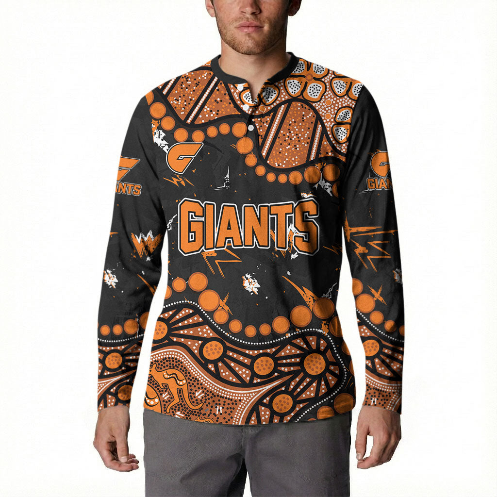 Personalized Greater Western Sydney Giants Button Sweatshirt Aboriginal Pattern with Graffiti Style