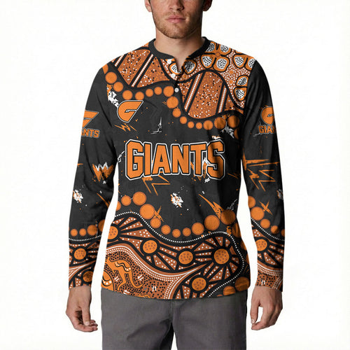 Personalized Greater Western Sydney Giants Button Sweatshirt Aboriginal Pattern with Graffiti Style