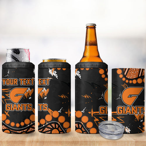 Personalized Greater Western Sydney Giants 4 in 1 Can Cooler Tumbler Aboriginal Pattern with Graffiti Style