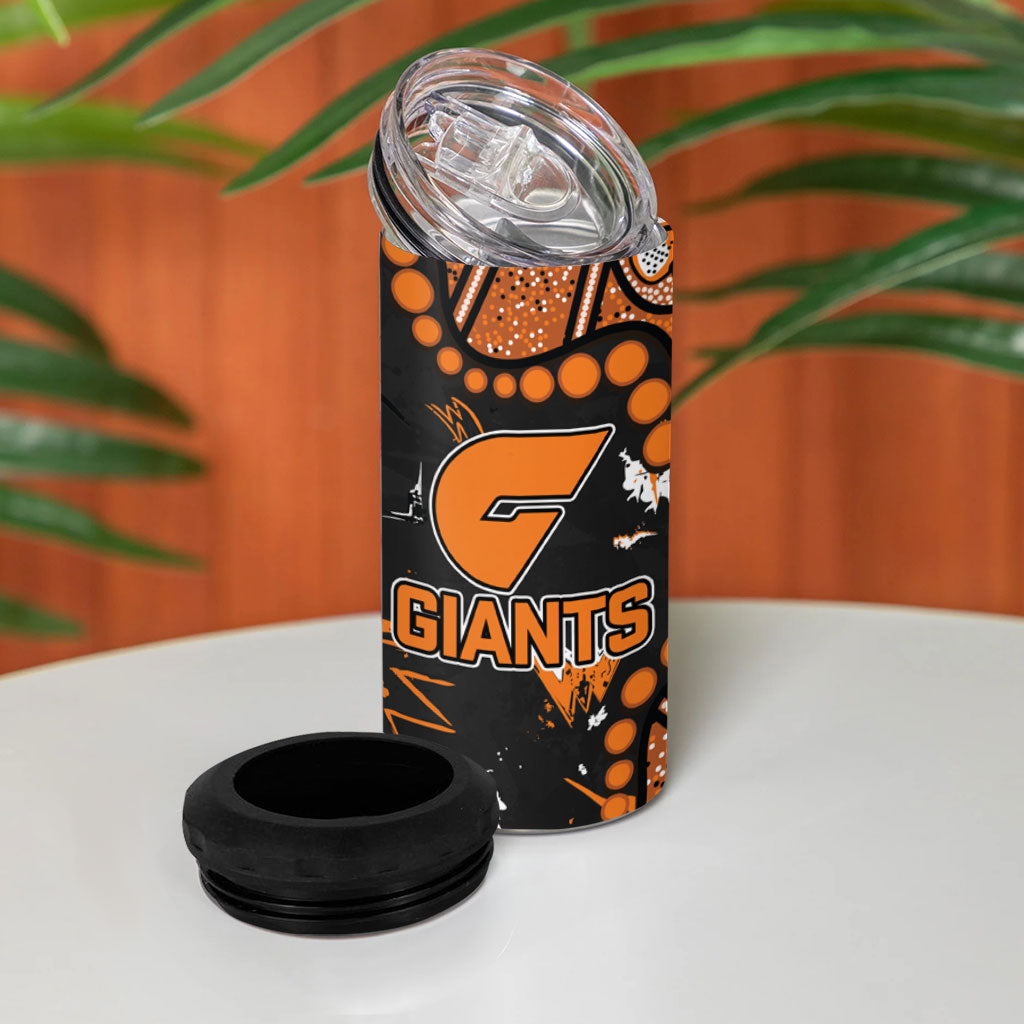 Personalized Greater Western Sydney Giants 4 in 1 Can Cooler Tumbler Aboriginal Pattern with Graffiti Style