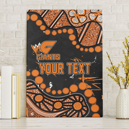 Personalized Greater Western Sydney Giants Canvas Wall Art Aboriginal Pattern with Graffiti Style