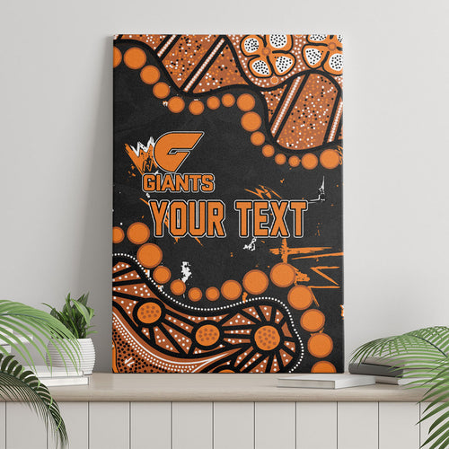 Personalized Greater Western Sydney Giants Canvas Wall Art Aboriginal Pattern with Graffiti Style
