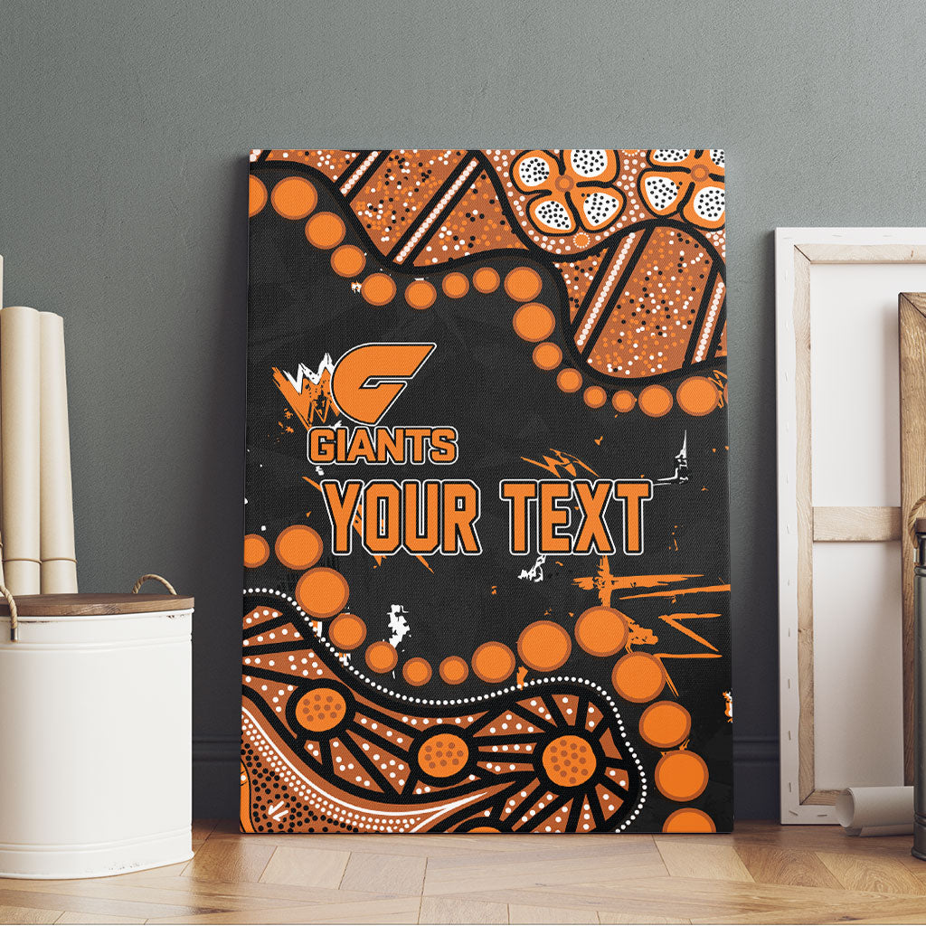 Personalized Greater Western Sydney Giants Canvas Wall Art Aboriginal Pattern with Graffiti Style