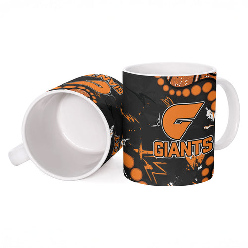 Personalized Greater Western Sydney Giants Ceramic Mug Aboriginal Pattern with Graffiti Style