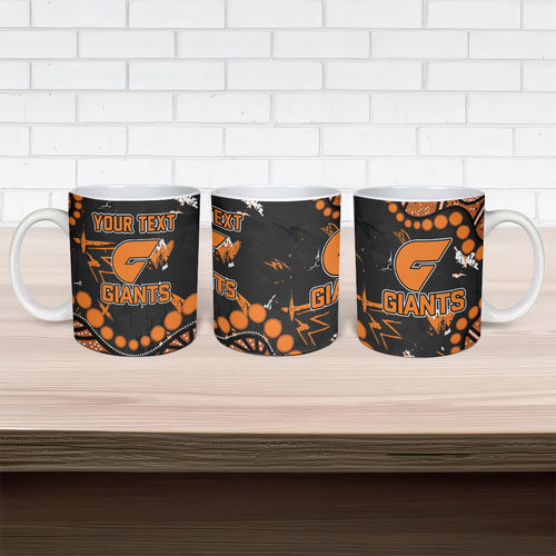 Personalized Greater Western Sydney Giants Ceramic Mug Aboriginal Pattern with Graffiti Style