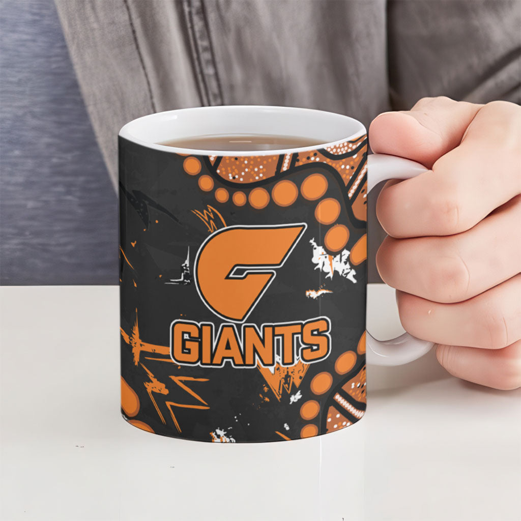 Personalized Greater Western Sydney Giants Ceramic Mug Aboriginal Pattern with Graffiti Style