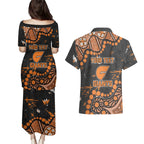 Personalized Greater Western Sydney Giants Couples Matching Puletasi and Hawaiian Shirt Aboriginal Pattern with Graffiti Style