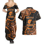 Personalized Greater Western Sydney Giants Couples Matching Summer Maxi Dress and Hawaiian Shirt Aboriginal Pattern with Graffiti Style