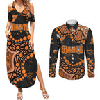 Personalized Greater Western Sydney Giants Couples Matching Summer Maxi Dress and Long Sleeve Button Shirt Aboriginal Pattern with Graffiti Style