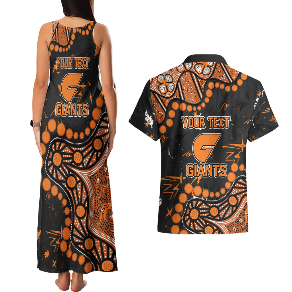 Personalized Greater Western Sydney Giants Couples Matching Tank Maxi Dress and Hawaiian Shirt Aboriginal Pattern with Graffiti Style