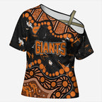 Personalized Greater Western Sydney Giants Cross Shoulder Shirt Aboriginal Pattern with Graffiti Style