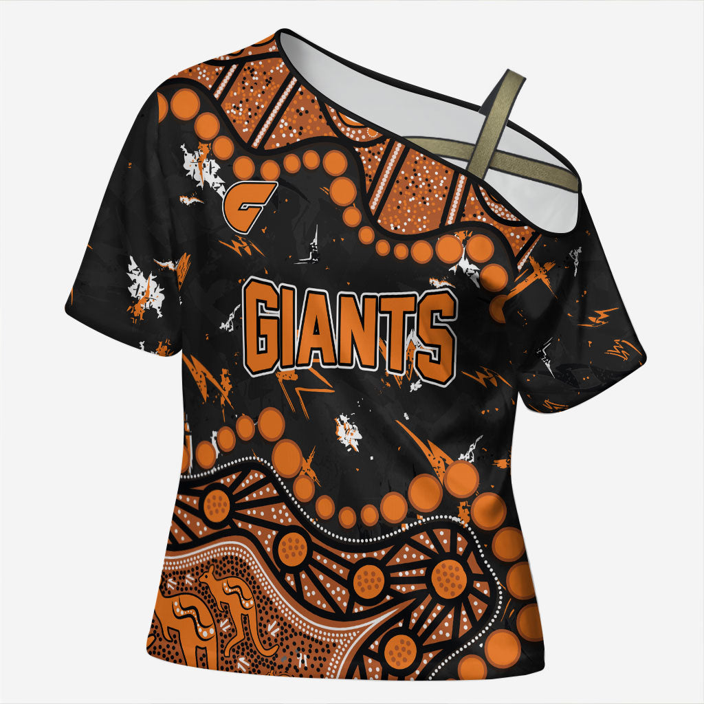 Personalized Greater Western Sydney Giants Cross Shoulder Shirt Aboriginal Pattern with Graffiti Style