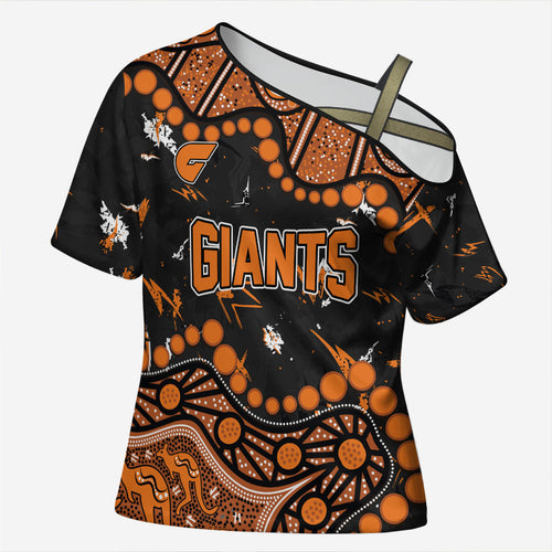 Personalized Greater Western Sydney Giants Cross Shoulder Shirt Aboriginal Pattern with Graffiti Style