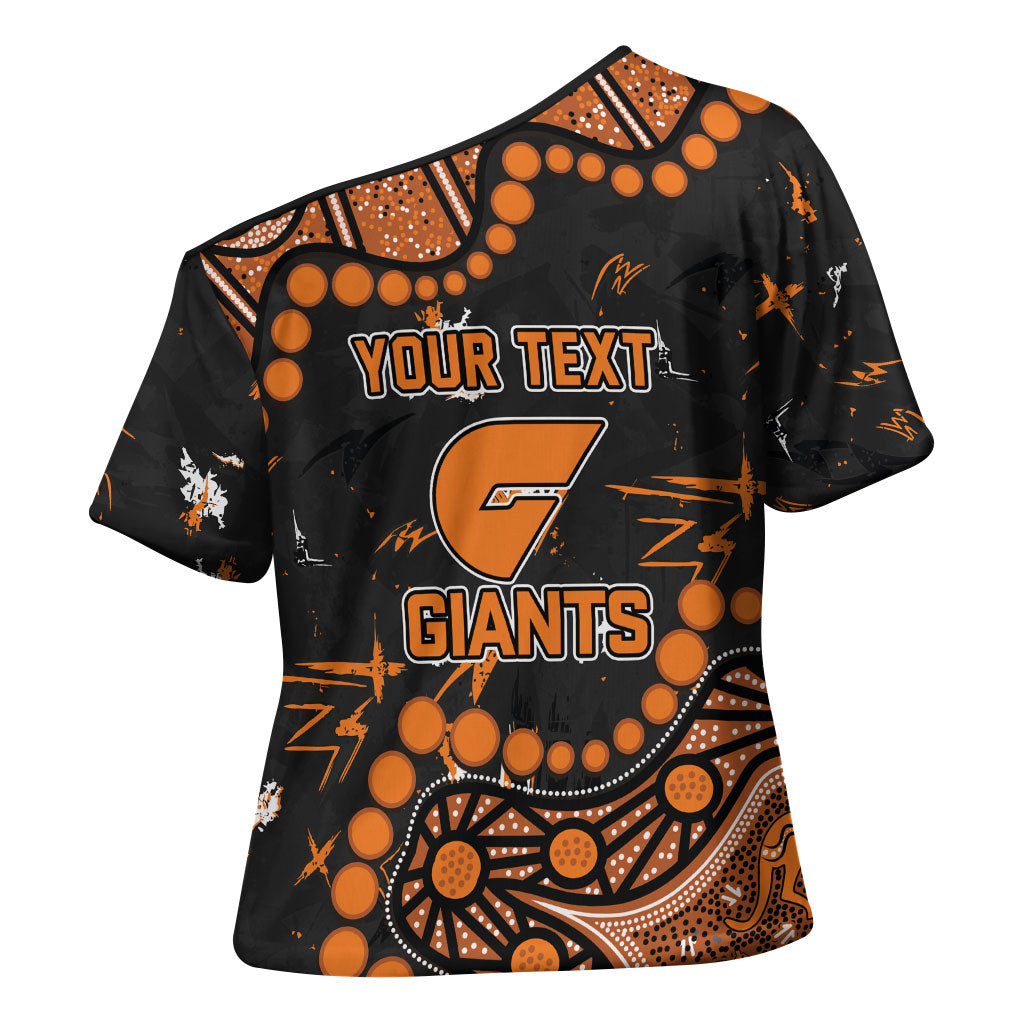 Personalized Greater Western Sydney Giants Cross Shoulder Shirt Aboriginal Pattern with Graffiti Style