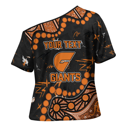 Personalized Greater Western Sydney Giants Cross Shoulder Shirt Aboriginal Pattern with Graffiti Style