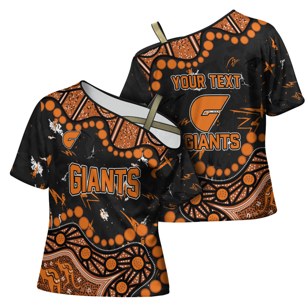 Personalized Greater Western Sydney Giants Cross Shoulder Shirt Aboriginal Pattern with Graffiti Style