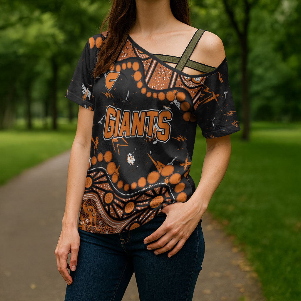 Personalized Greater Western Sydney Giants Cross Shoulder Shirt Aboriginal Pattern with Graffiti Style