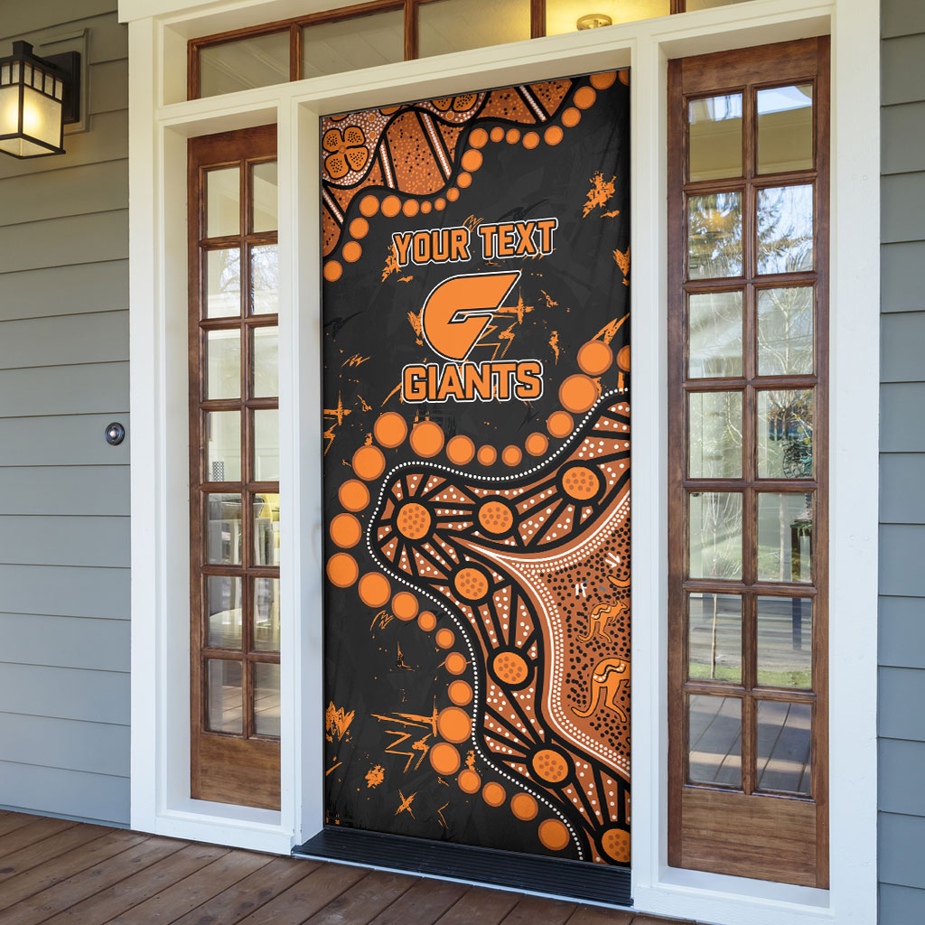 Personalized Greater Western Sydney Giants Door Cover Aboriginal Pattern with Graffiti Style
