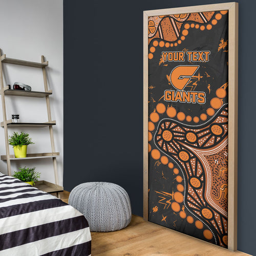 Personalized Greater Western Sydney Giants Door Cover Aboriginal Pattern with Graffiti Style