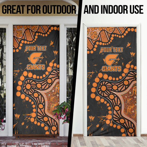Personalized Greater Western Sydney Giants Door Cover Aboriginal Pattern with Graffiti Style