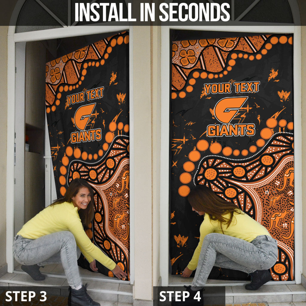 Personalized Greater Western Sydney Giants Door Cover Aboriginal Pattern with Graffiti Style