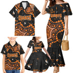 Personalized Greater Western Sydney Giants Family Matching Mermaid Dress and Hawaiian Shirt Aboriginal Pattern with Graffiti Style