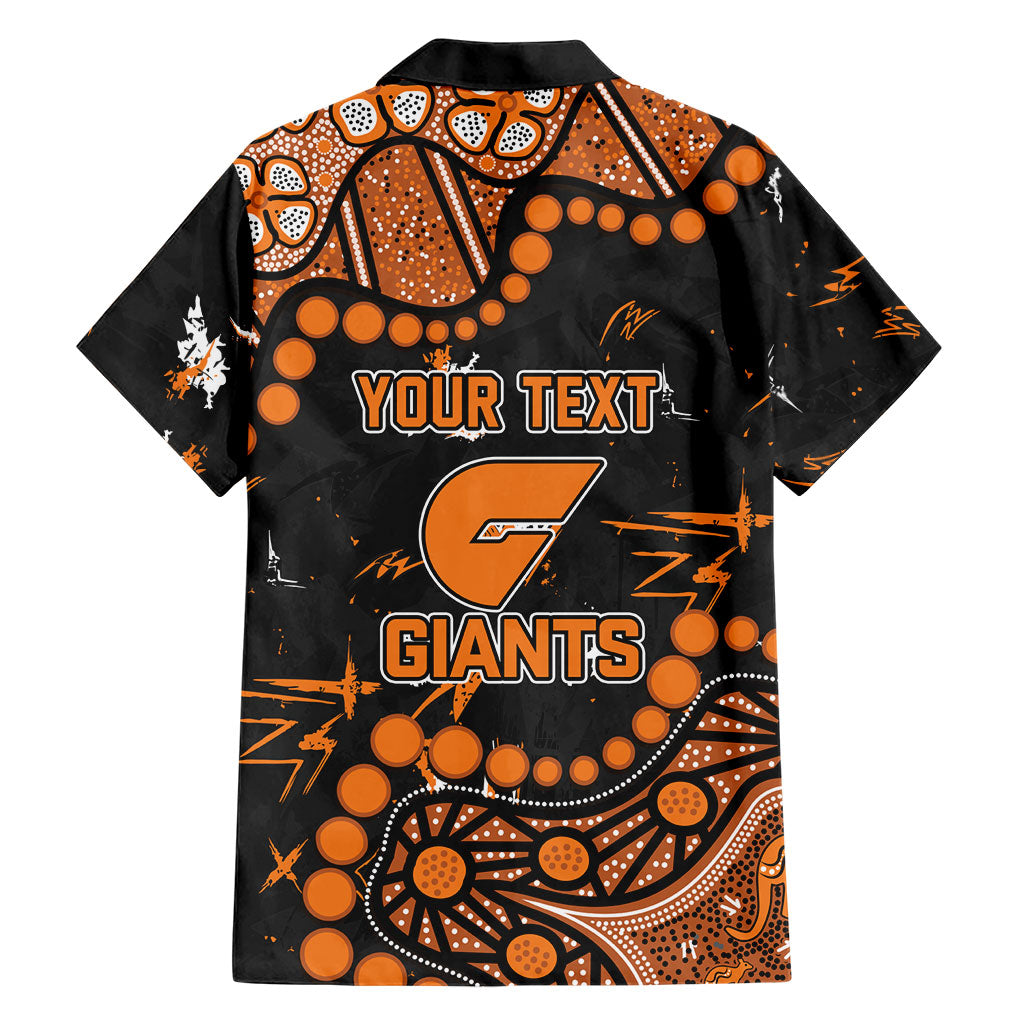 Personalized Greater Western Sydney Giants Family Matching Off The Shoulder Long Sleeve Dress and Hawaiian Shirt Aboriginal Pattern with Graffiti Style