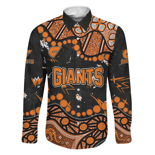 Personalized Greater Western Sydney Giants Family Matching Off Shoulder Maxi Dress and Hawaiian Shirt Aboriginal Pattern with Graffiti Style