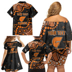 Personalized Greater Western Sydney Giants Family Matching Off Shoulder Short Dress and Hawaiian Shirt Aboriginal Pattern with Graffiti Style