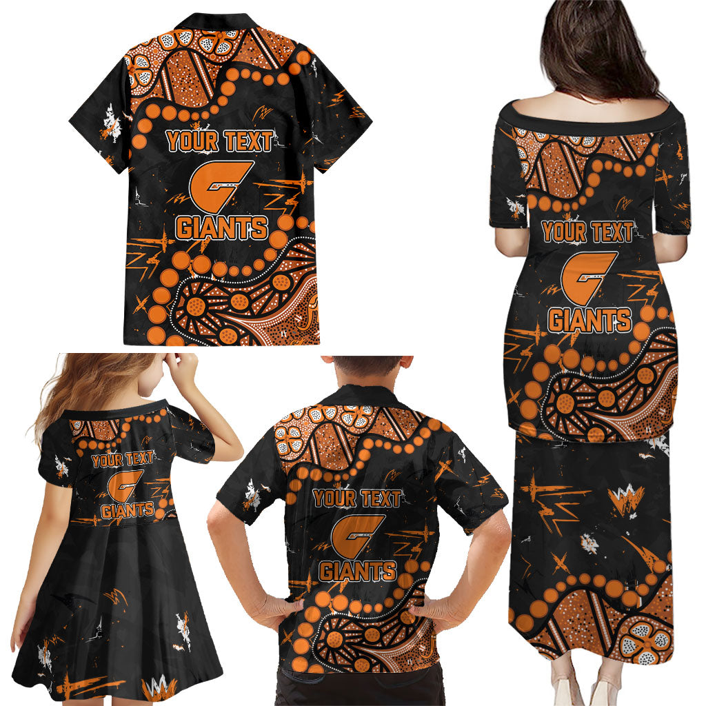 Personalized Greater Western Sydney Giants Family Matching Puletasi and Hawaiian Shirt Aboriginal Pattern with Graffiti Style