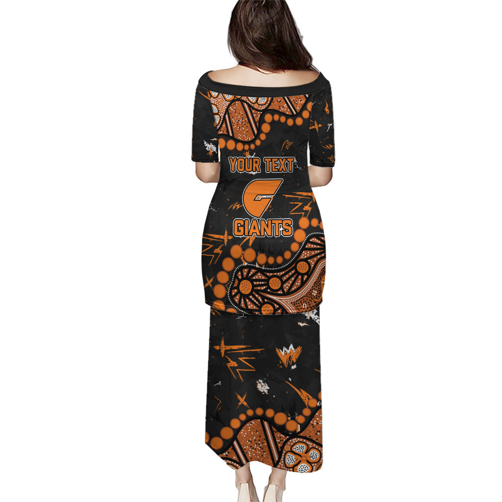 Personalized Greater Western Sydney Giants Family Matching Puletasi and Hawaiian Shirt Aboriginal Pattern with Graffiti Style