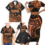 Personalized Greater Western Sydney Giants Family Matching Short Sleeve Bodycon Dress and Hawaiian Shirt Aboriginal Pattern with Graffiti Style