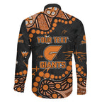 Personalized Greater Western Sydney Giants Family Matching Short Sleeve Bodycon Dress and Hawaiian Shirt Aboriginal Pattern with Graffiti Style
