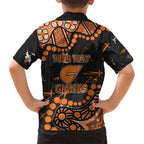 Personalized Greater Western Sydney Giants Family Matching Summer Maxi Dress and Hawaiian Shirt Aboriginal Pattern with Graffiti Style