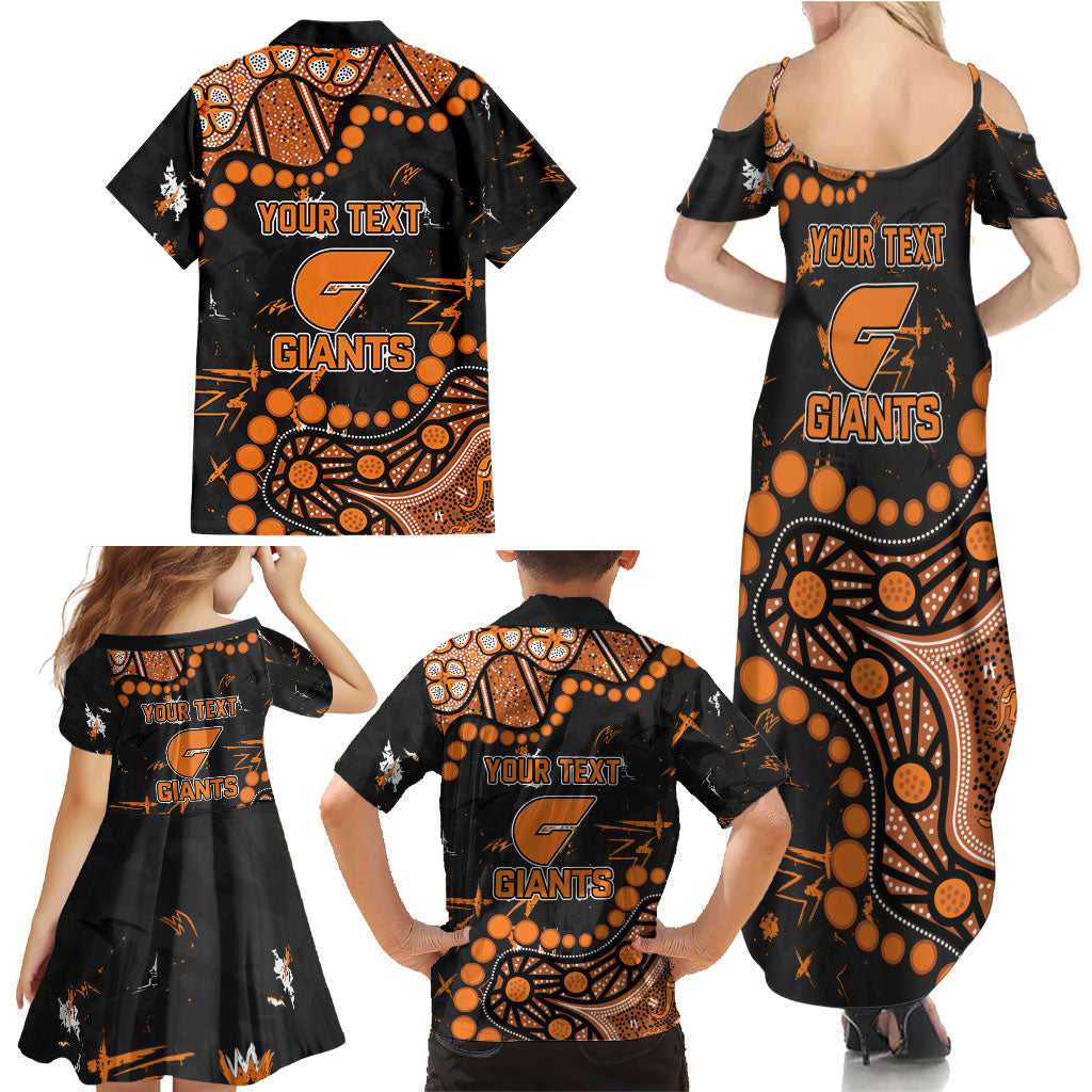 Personalized Greater Western Sydney Giants Family Matching Summer Maxi Dress and Hawaiian Shirt Aboriginal Pattern with Graffiti Style