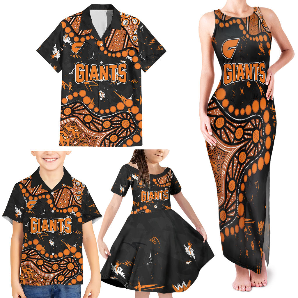 Personalized Greater Western Sydney Giants Family Matching Tank Maxi Dress and Hawaiian Shirt Aboriginal Pattern with Graffiti Style
