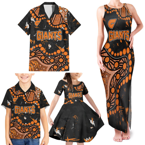 Personalized Greater Western Sydney Giants Family Matching Tank Maxi Dress and Hawaiian Shirt Aboriginal Pattern with Graffiti Style