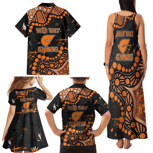 Personalized Greater Western Sydney Giants Family Matching Tank Maxi Dress and Hawaiian Shirt Aboriginal Pattern with Graffiti Style