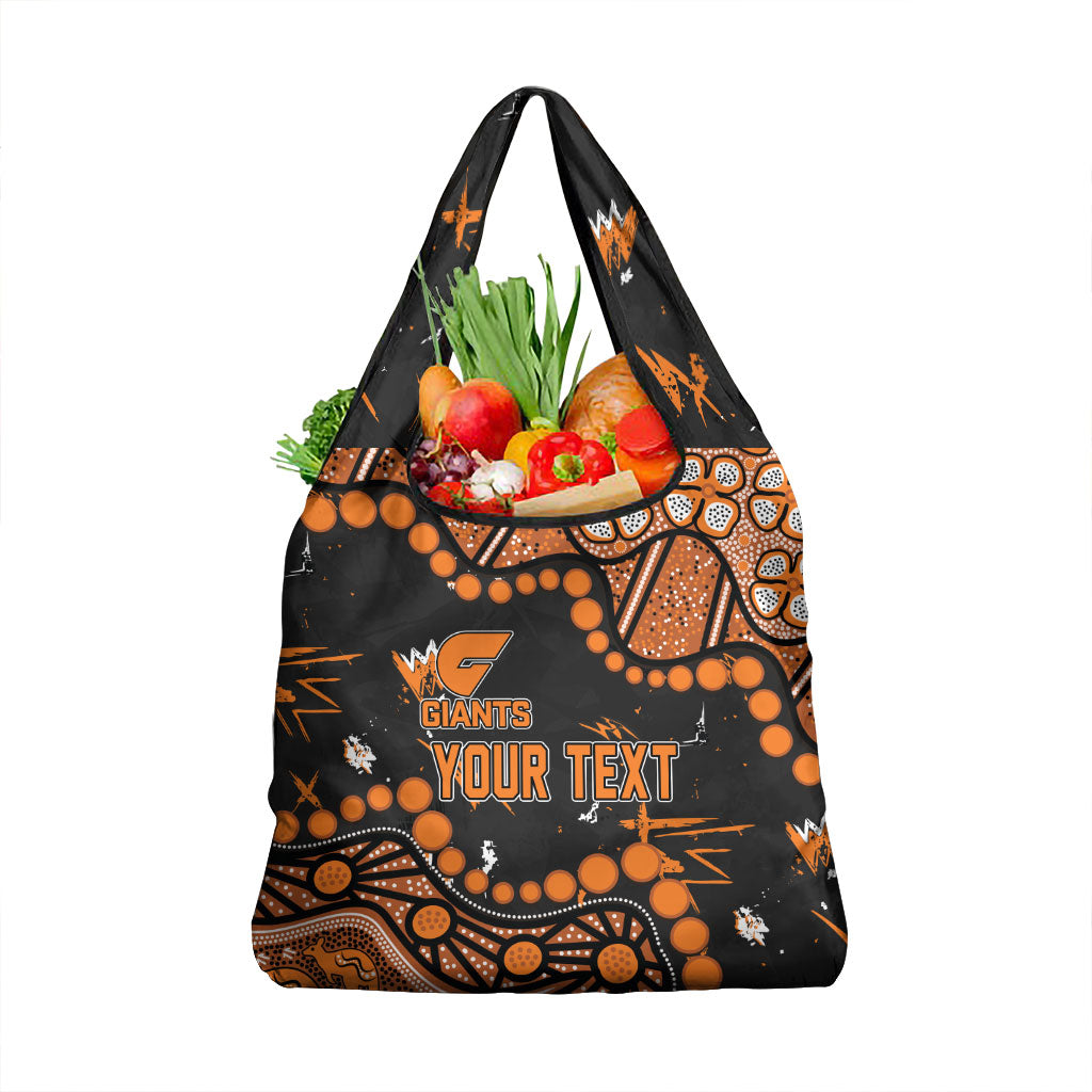 Personalized Greater Western Sydney Giants Grocery Bag Aboriginal Pattern with Graffiti Style