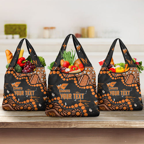 Personalized Greater Western Sydney Giants Grocery Bag Aboriginal Pattern with Graffiti Style
