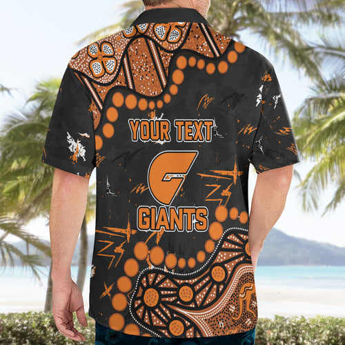 Personalized Greater Western Sydney Giants Hawaiian Shirt Aboriginal Pattern with Graffiti Style