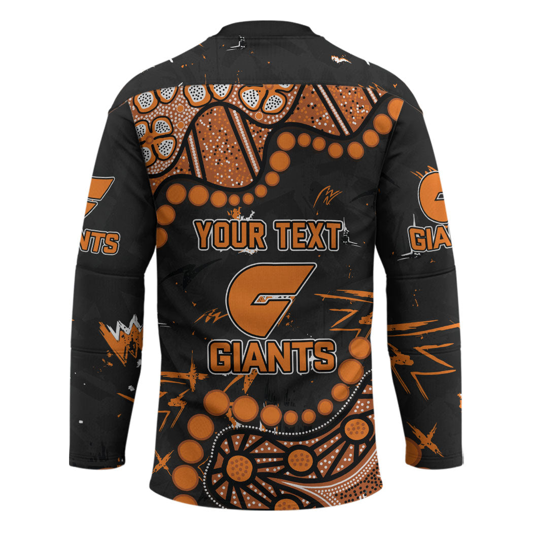 Personalized Greater Western Sydney Giants Hockey Jersey Aboriginal Pattern with Graffiti Style